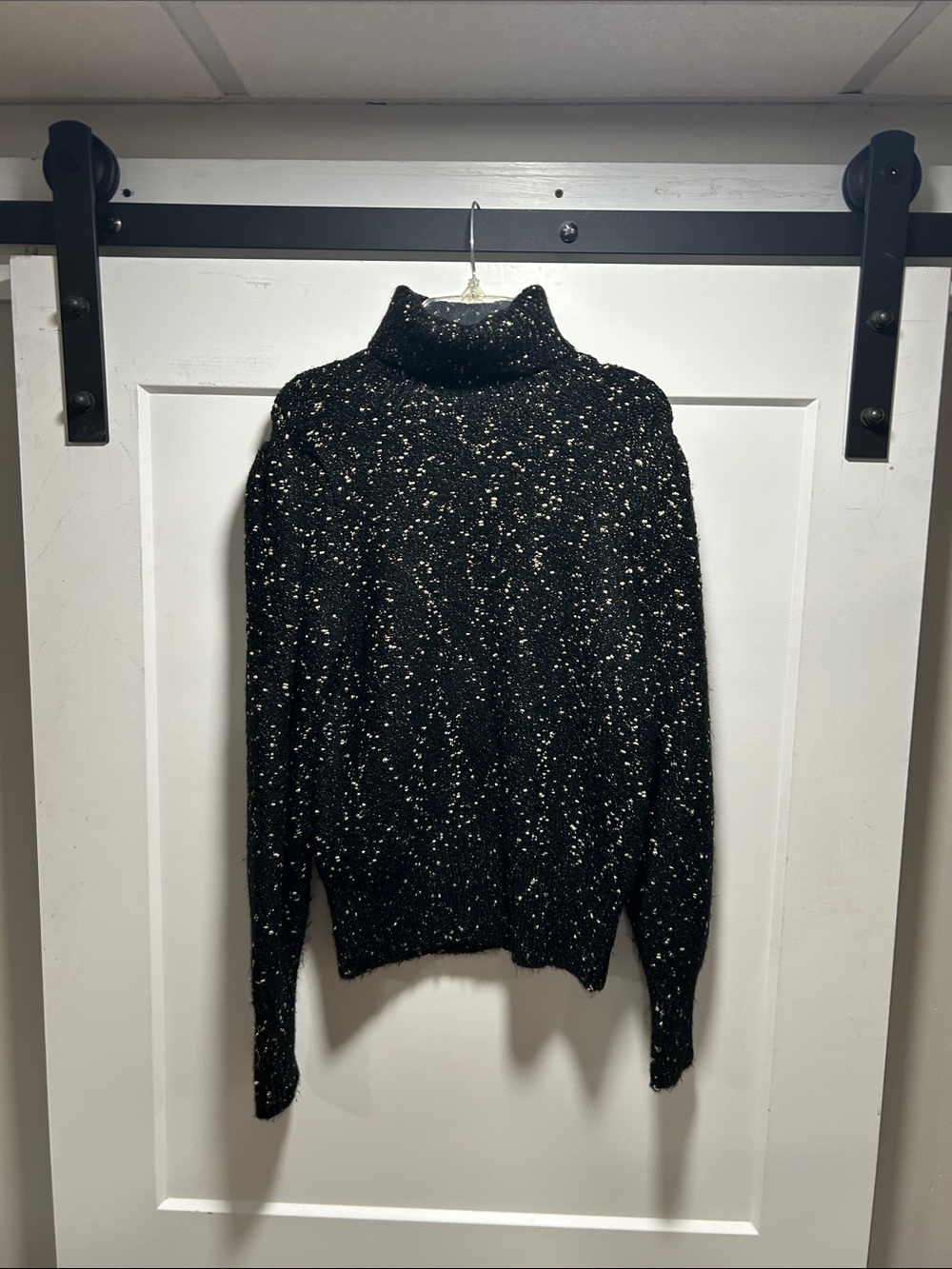 Ann Taylor Black Turtleneck Sweater with Gold Flecks
